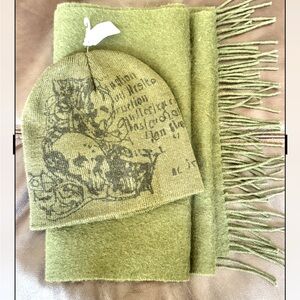 Green Skull Beanie and Scarf Set